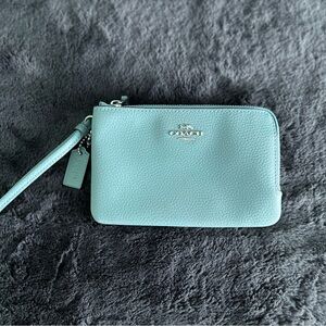 Coach Dusty Blue Leather Wristlet
